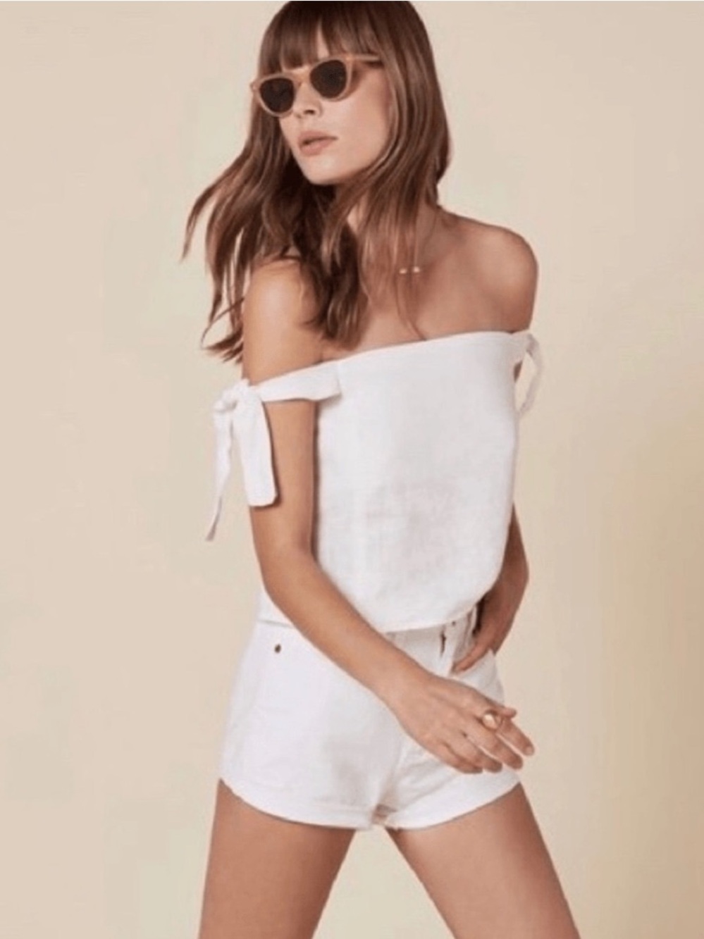 REFORMATION Amalia Off Shoulder Linen Top
